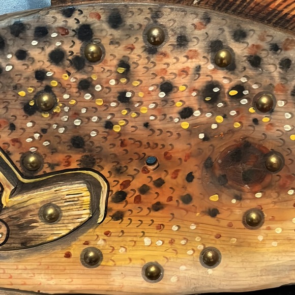 Large Handcrafted Wooden Fish Man Cave Cabin Decor Handpainted Ready for a Clock - Picture 7 of 9